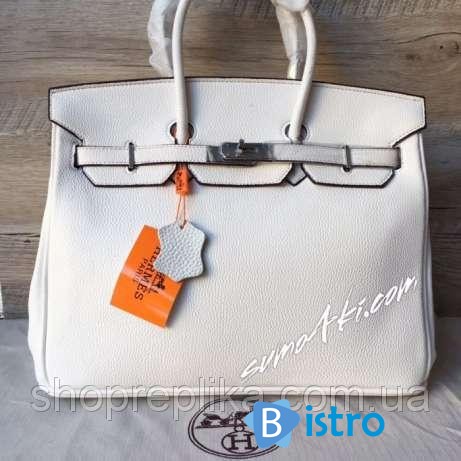 Кожаная, шикарная, брендовая сумочка HЄermes Белый - изображение 1