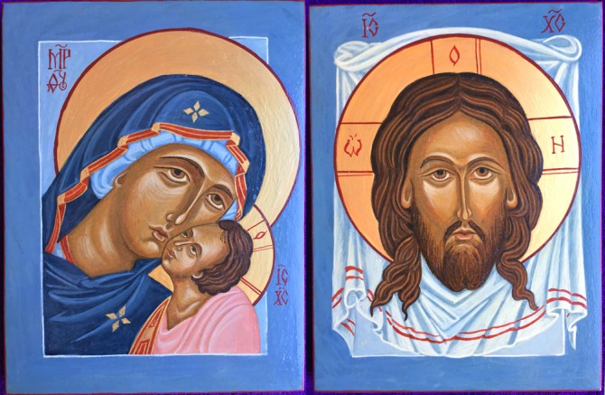 Пара икон: Спас Нерукотворный и Пресвятая Богородица - изображение 1