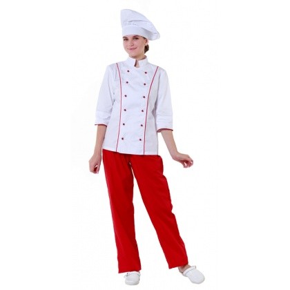 Костюм для повара белый с красным - изображение 1