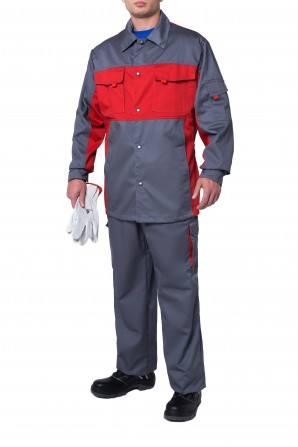 Куртка рабочая мужская серая с красным - изображение 1