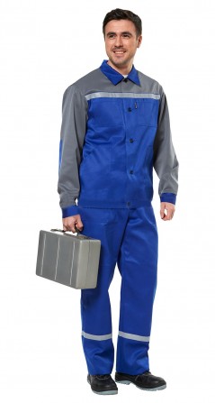 Костюм рабочий мужской, серый с синим - изображение 1