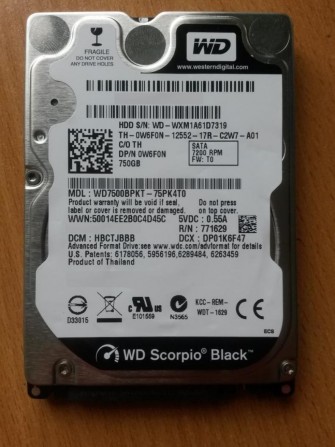 Sata2 диск 2.5" 750GB WD Scorpio Black 7200rpm 16MB - изображение 1