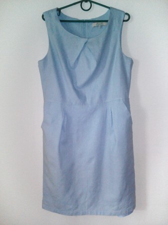 Голубое льняное платье с карманами - изображение 1