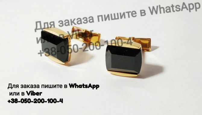 Золотистые запонки с агатом запонки с черным камнем запонки золотые - изображение 1