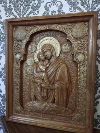 Икона деревяна Богородиця Почаївська, дуб - изображение 1