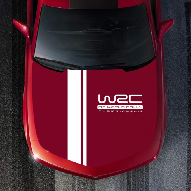 Наклейка на капот авто две полосы+WRC - изображение 1