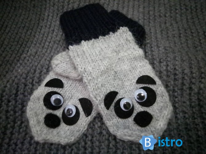 Варежки рукавички панды (Hand Made) - изображение 1