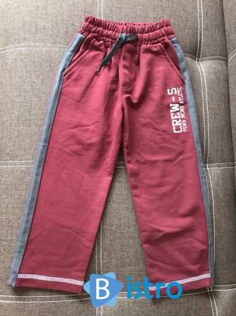 Продам спортивные штаны GREW-S бордо с серыми лампасами для маль - изображение 1