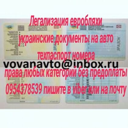 Украинские авто мото документы техпаспорт номера без предоплаты Киев - изображение 1
