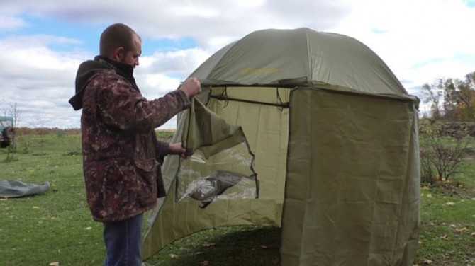 Зонт палатка для рыбалки 2 окна тент d2.2м Sf23774, Удочки, спиннинги - изображение 1
