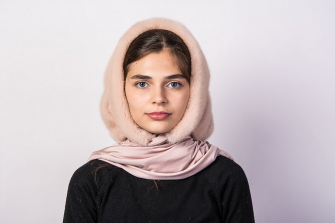 Женский норковый платок на голову - изображение 1