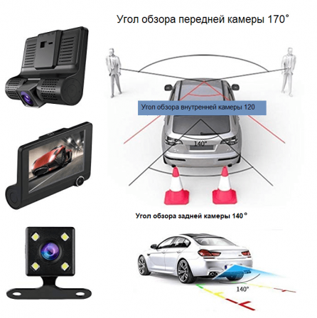 Видеорегистратор автомобильный XOKO DVR-300 3 камеры авторегистратор - изображение 1