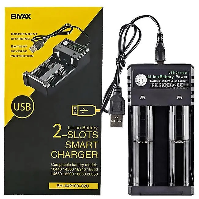 Зарядное устройство BMAX USB Smart Charger Li-ion Battery 2 Slots Orig - изображение 1