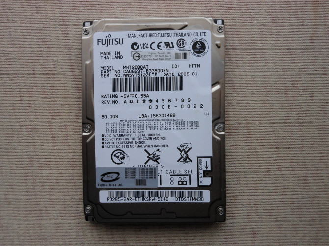 Винчестер, HDD 80GB Fujitsu IDE, 2.5" на детали - изображение 1
