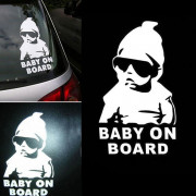 Наклейка Baby on board Белая светоотражающая на авто