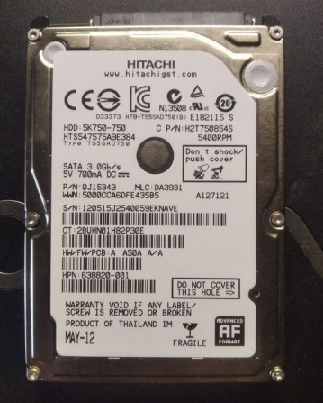 Жесткий диск Hitachi 750GB 2.5 SATA - изображение 1