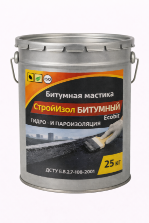 Битумная мастика СтройИзол Битумный ЭКОБИТ ведро 25,0 кг - изображение 1