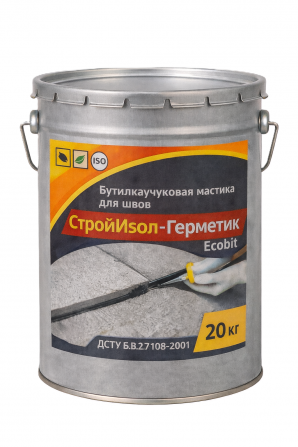 СтройИзол-Герметик ЭКОБИТ ведро 20 кг бутилкаучуковая мастика для шво - изображение 1