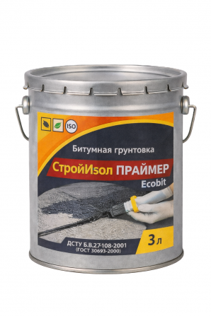 Битумная грунтовка ведро 3,0 л СтройИзол Праймер ЭКОБИТ - изображение 1