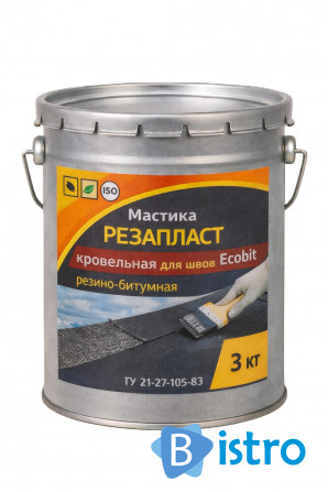Мастика РЕЗАПЛАСТ Ecobit ведро 3,0 кг кровельная для швов - изображение 1