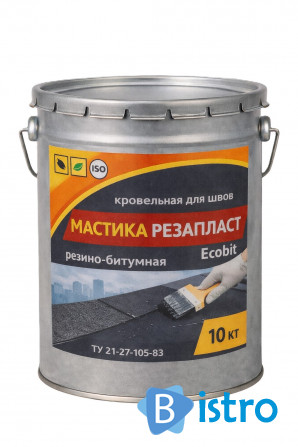Мастика РЕЗАПЛАСТ Ecobit ведро 10,0 кг кровельная для швов - изображение 1