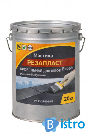 Мастика РЕЗАПЛАСТ Ecobit ведро 20,0 кг кровельная для швов - изображение 1