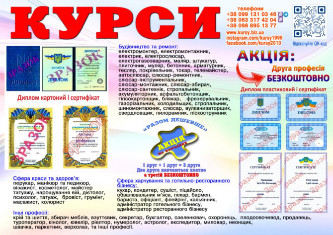 Курси сушист, манікюр, муляр, тесляр. плиточник - изображение 1