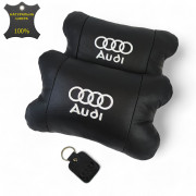 Набір автодушки 2шт на підголовник Audi / Ауді з натуральної шкір...