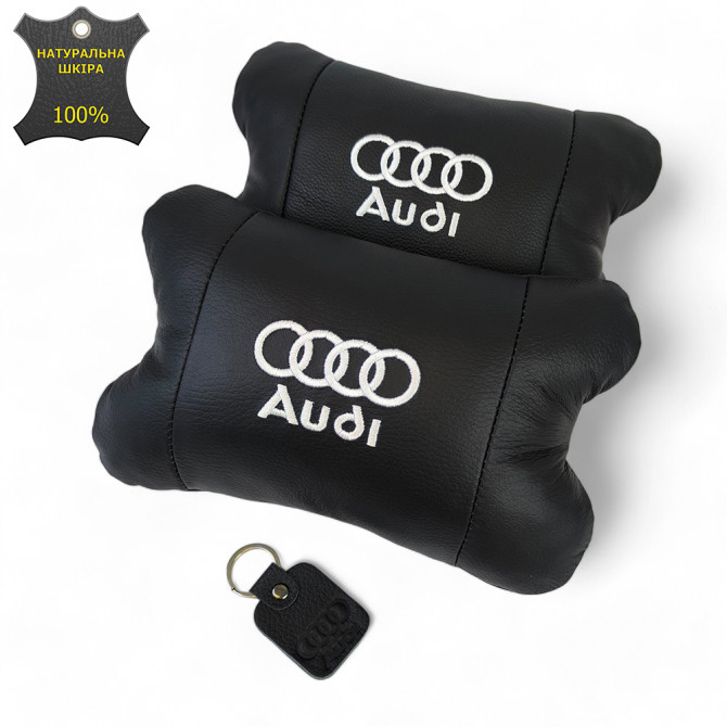 Набір автодушки 2шт на підголовник Audi / Ауді з натуральної шкір... - изображение 1