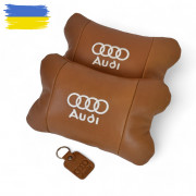 Набір із двох подушок на підголівник Audi, з натуральної коричнев...