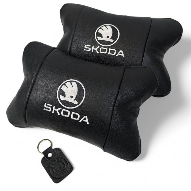 Автомобільні подушки 2 шт на підголівник Skoda / Шкода, з натурал... - изображение 1
