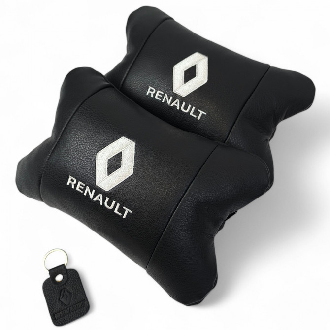 Набір подушок 2шт для авто Renault, натуральна шкіра, на підголів... - изображение 1