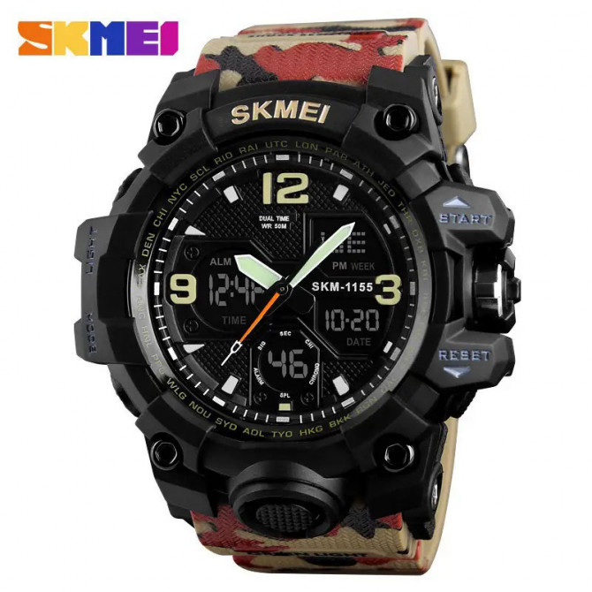 Годинник наручний чоловічий SKMEI 1155BAG RED CAMO, брендовий чол... - изображение 1