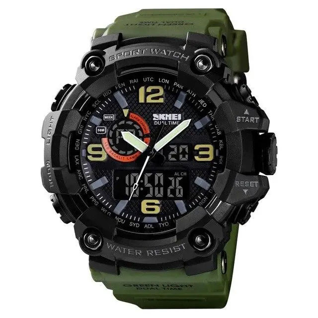 Годинник наручний чоловічий SKMEI 1520AG ARMY GREEN, військовий ч... - изображение 1
