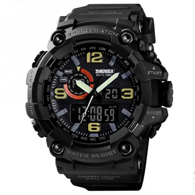 Годинник наручний чоловічий SKMEI 1520BK BLACK, армійський годинн... - изображение 1