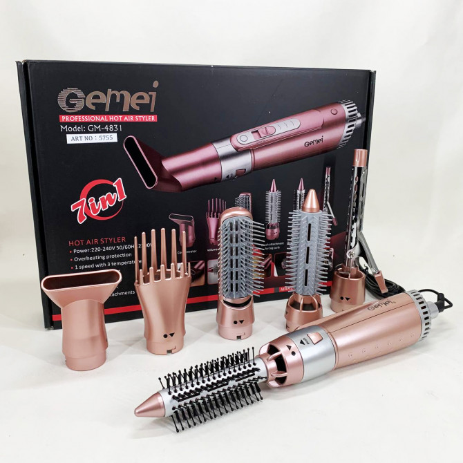 Щипці фен для волосся мультистайлер GEMEI GM-4831 7в1, класичний ... - изображение 1