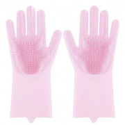 Силіконові рукавички Magic Silicone Gloves Pink для прибирання чи...
