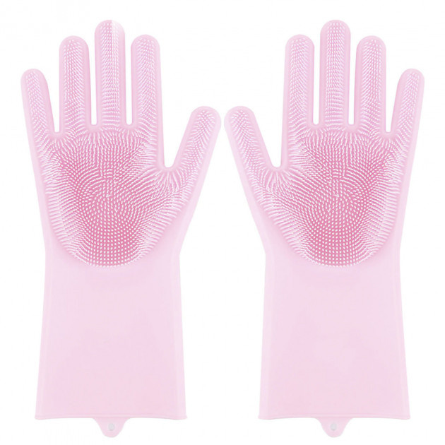 Силіконові рукавички Magic Silicone Gloves Pink для прибирання чи... - изображение 1
