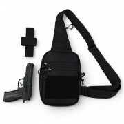 Тактична чоловіча сумка з кобурою Cordura 1000D – 6 кишень, чорна