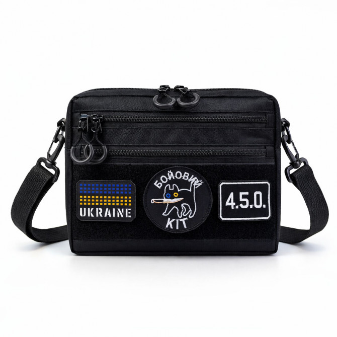 Тактична сумка для патчів Cordura 600D — 5 кишень, месенджер чорн... - изображение 1