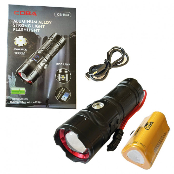Ліхтар CB-B53-TG, 3х18650, power bank, індикація заряду, Ліхтарик... - изображение 1