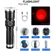 Ручний ліхтар PLD-1812-T6 (red) 1x18650, Водонепроникний ліхтар, ...