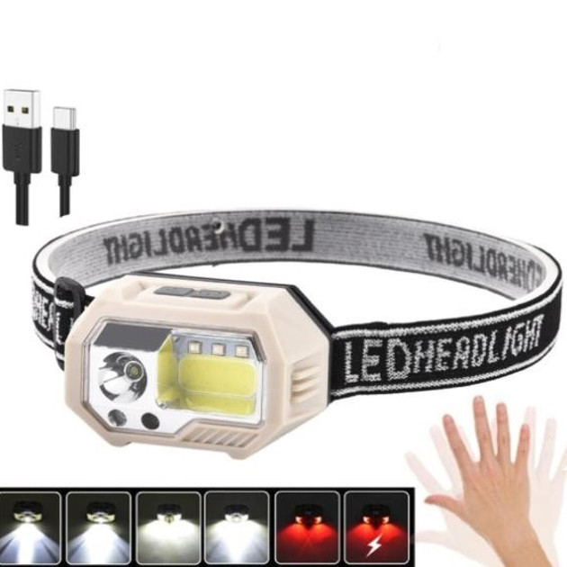 Ліхтар налобний SH-S9-XPE+COB+3SMD(red), ліхтарик налобний з usb ... - изображение 1