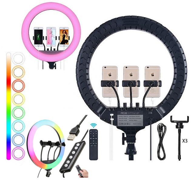 Кільцева LED лампа RGB MJ45 Ring 45 см комплектація адаптер із вб... - изображение 1