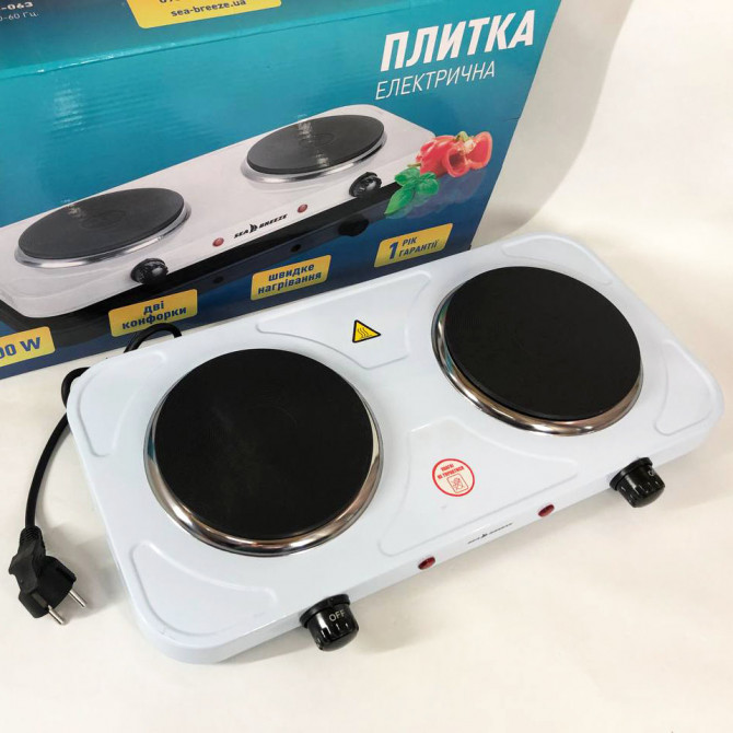Настільна плита електрична Sea Breeze SB-063, подвійна електропли... - изображение 1