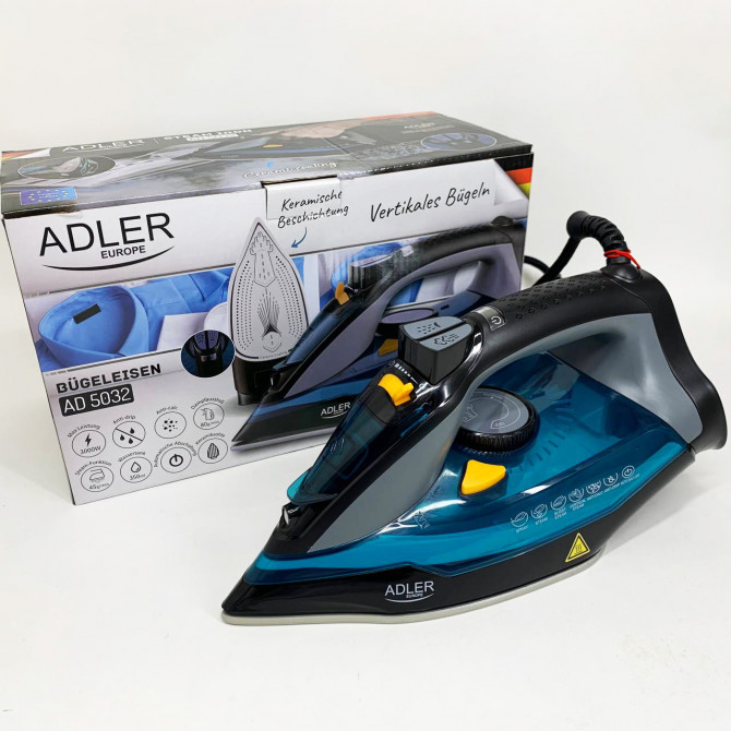 Парова праска ADLER AD 5032 з керамічною підошвою 3000Вт - изображение 1
