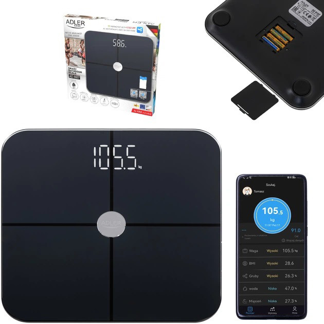 Ваги для підлоги Adler AD 8187 Smart Black - изображение 1