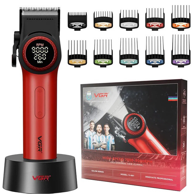 Професійна машинка для стрижки волосся VGR V-001 RED з дисплеєм 9... - изображение 1