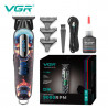 Тример акумуляторний для стрижки VGR V-260 RED, 3 насадки, LED ди...