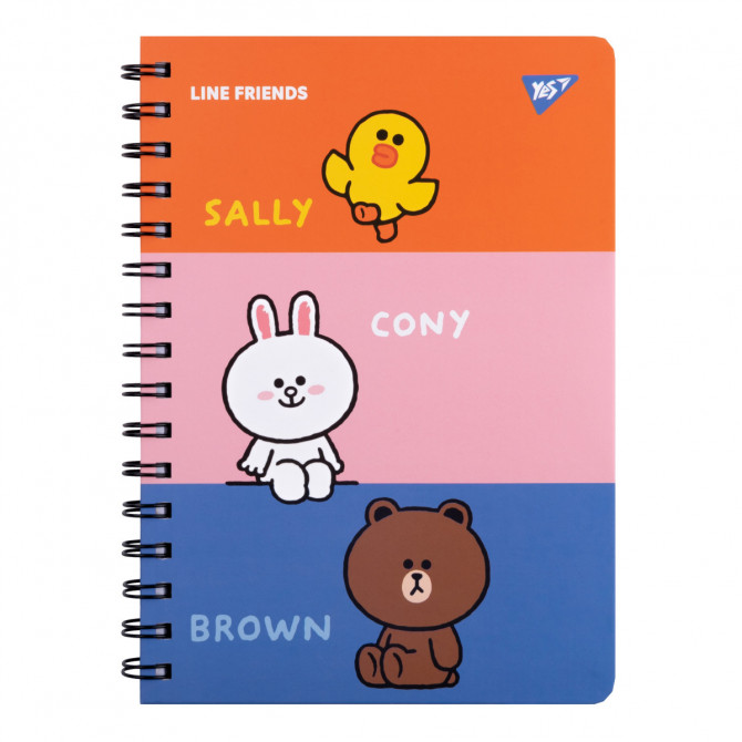 Блокнот на спіралі з гумкою А5 YES Line Friends 151770 80 аркушів - изображение 1